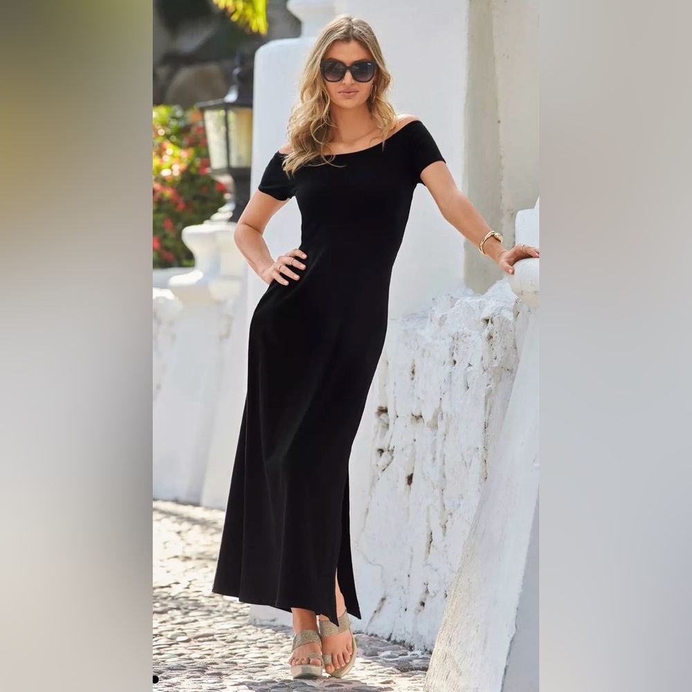 Boston Proper Classic Black Maxi Dress